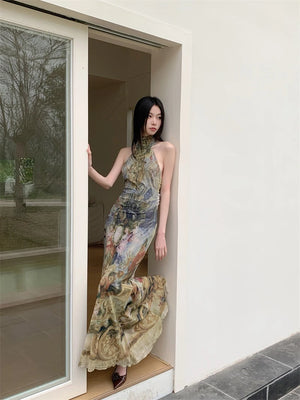 VILZSTUDIOS Luxury Renaissance Vintage Sleeveless Maxi Dress