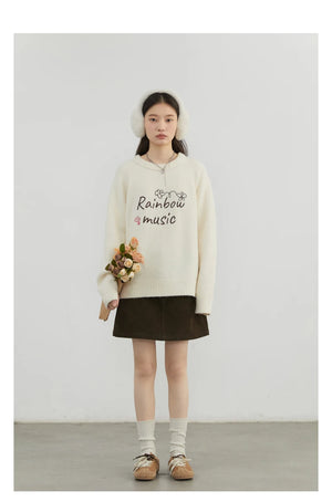 VILZSTUDIOS Flory Embroidered Loose Sweater