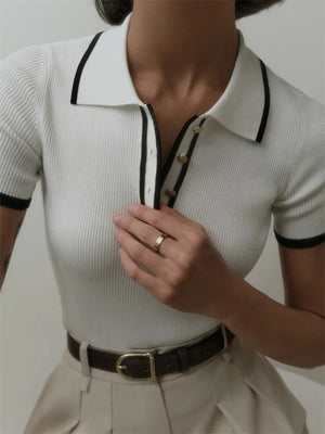 VILZSTUDIOS Chic Slim Fit Knit T-shirt