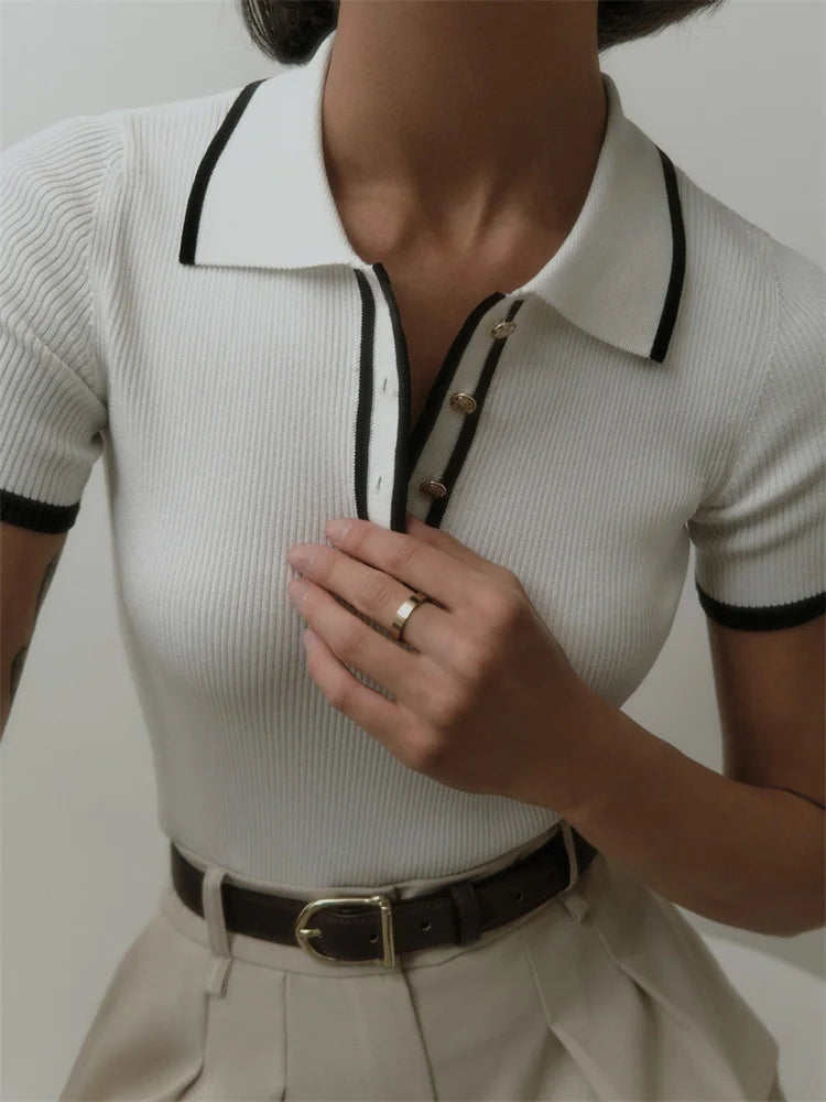 VILZSTUDIOS Chic Slim Fit Knit T-shirt