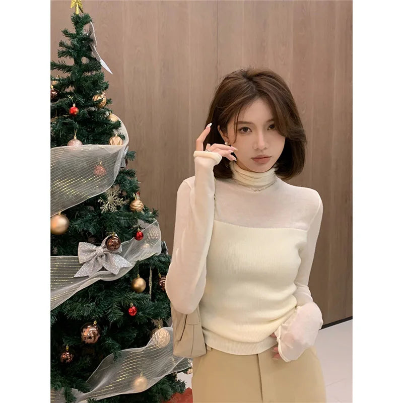 VILZSTUDIOS Soft Elegant Slim Knitwear Turtleneck Sweater