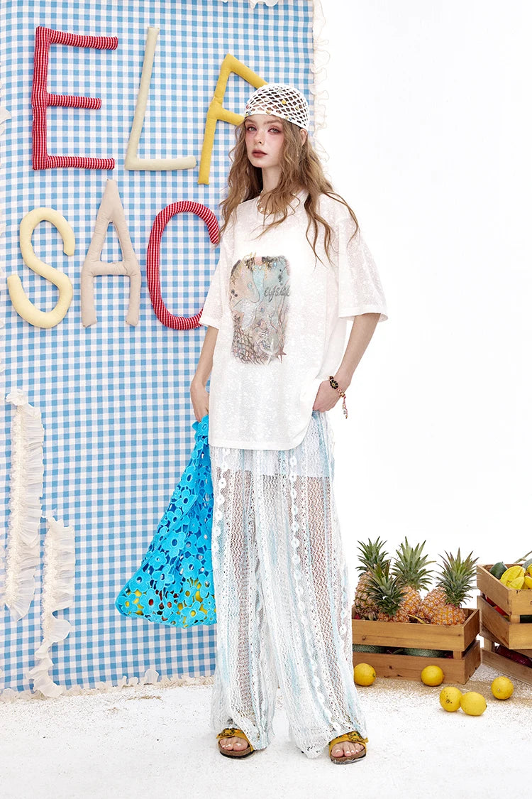 VILZSTUDIOS Chic Lace Loose T-Shirt