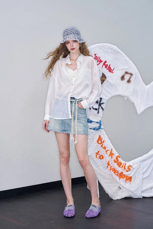 VILZSTUDIOS High Waist A-Line Denim Mini Skirt