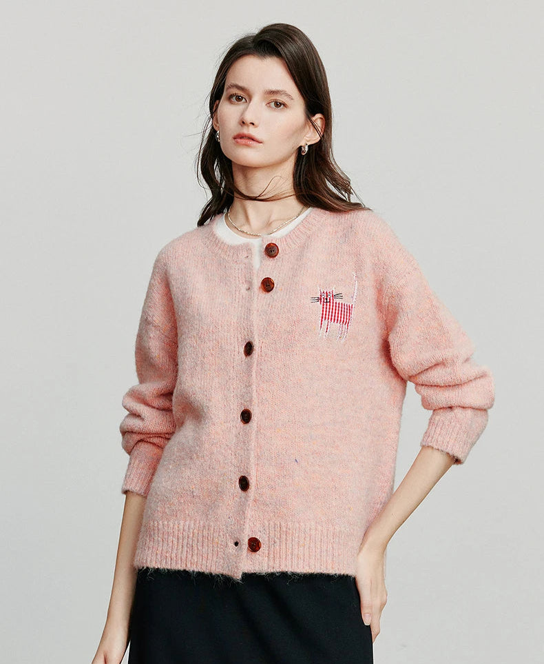 VILZSTUDIOS New Cat Patchwork Knitted Wool Cardigan