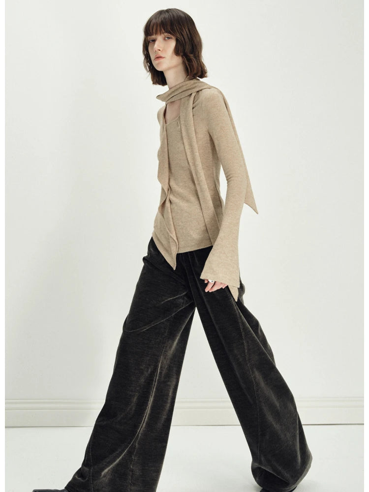 VILZSTUDIOS Ruffled Knit Long Sleeve Top