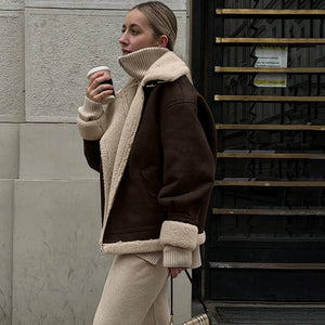 VILZSTUDIOS Retro Warm Contrast Suede Jacket