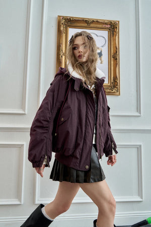 VILZSTUDIOS Retro Purple Fur Lapel Jacket