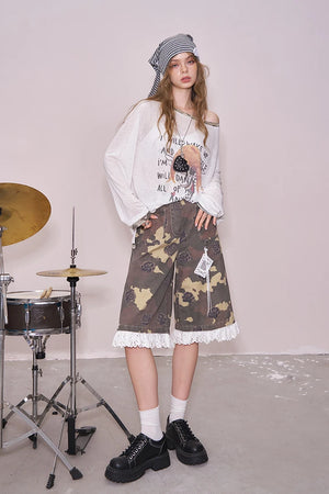 VILZSTUDIOS Cool White Printed Long Sleeve Top