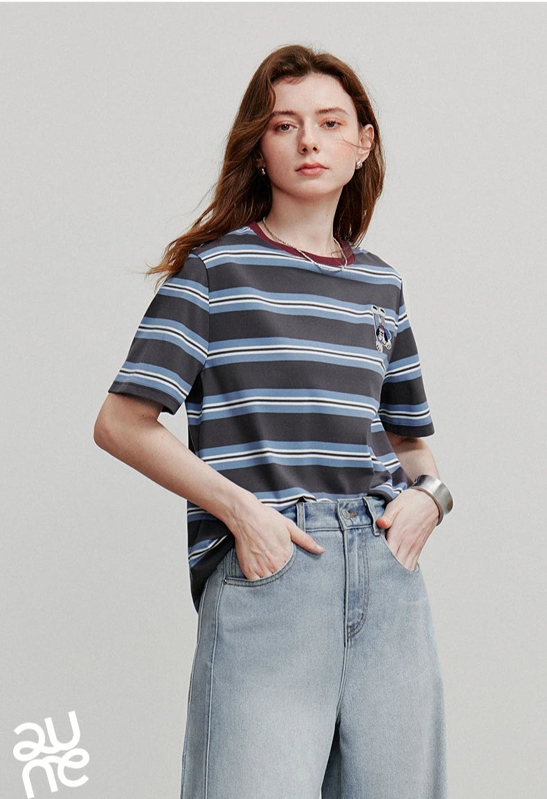 VILZSTUDIOS Striped Summer Cotton Women T-Shirt