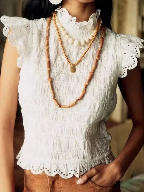 Elegant Pleated Ruffled Blouse