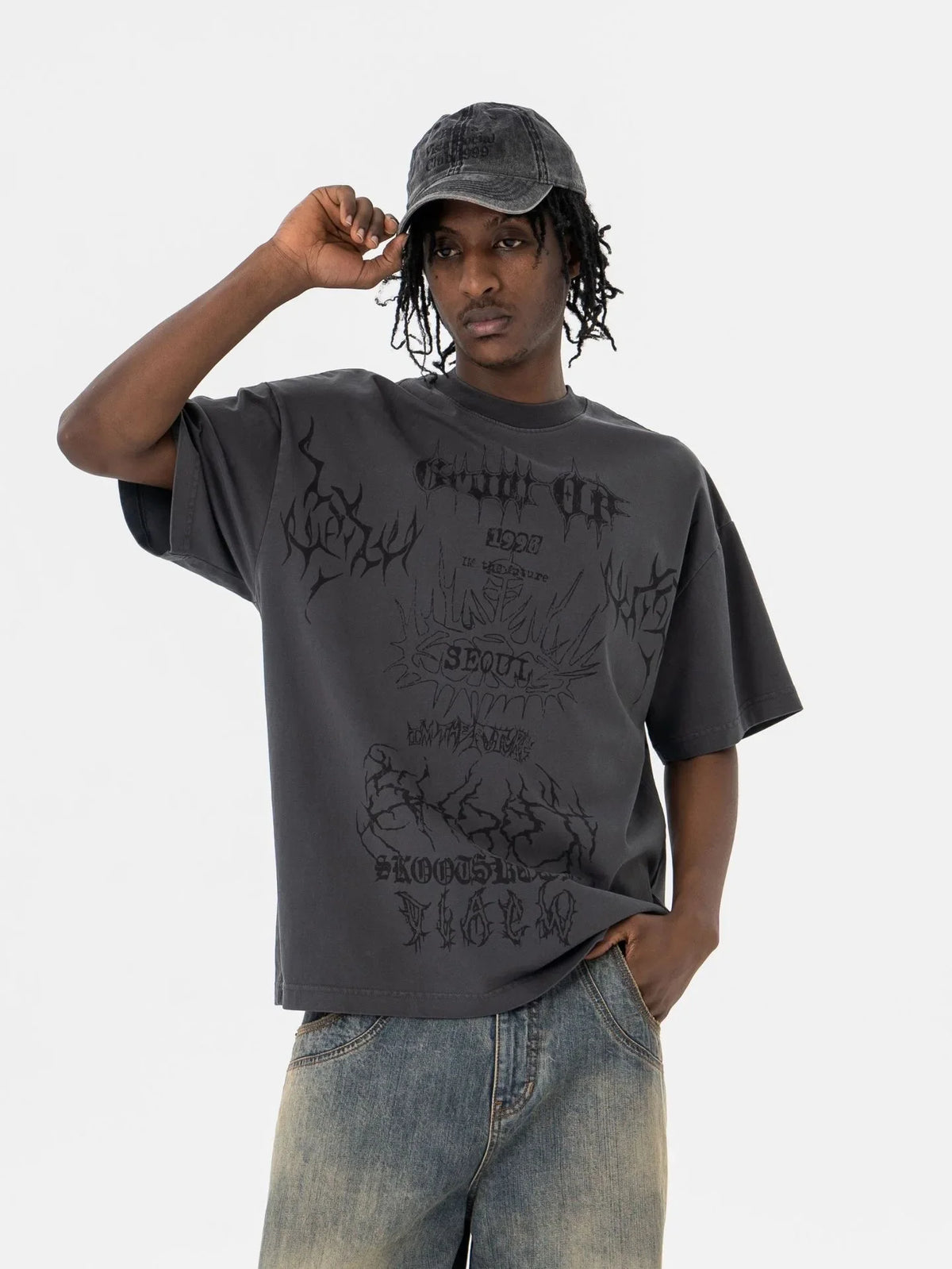 VILZSTUDIOS Letter Print Loose T-Shirt