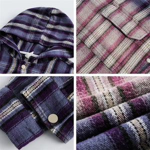 VILZSTUDIOS Luxury Plaid Hooded Pure Cotton Shirt