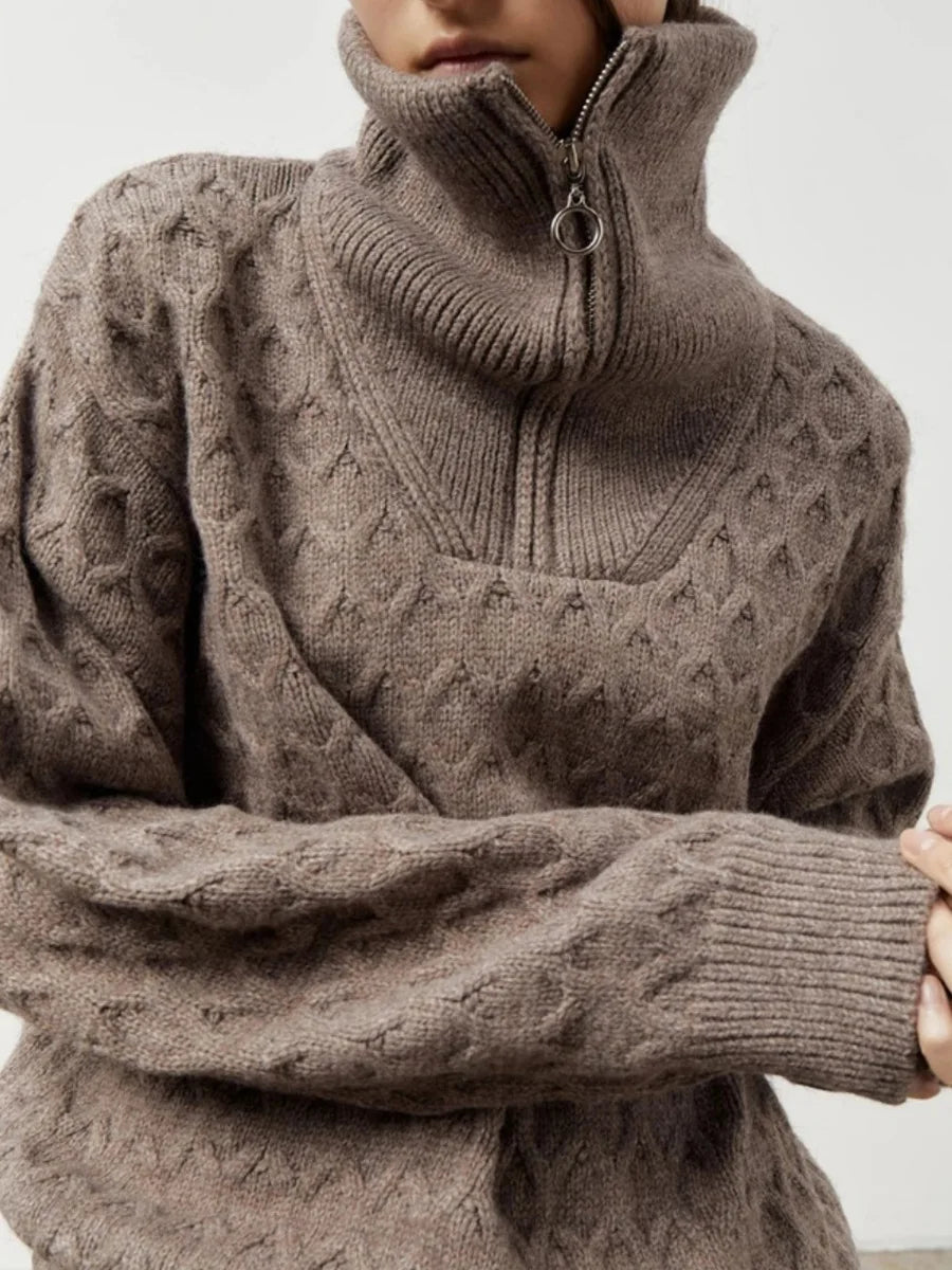VILZSTUDIOS Chunky Cable Knit Turtleneck Sweater