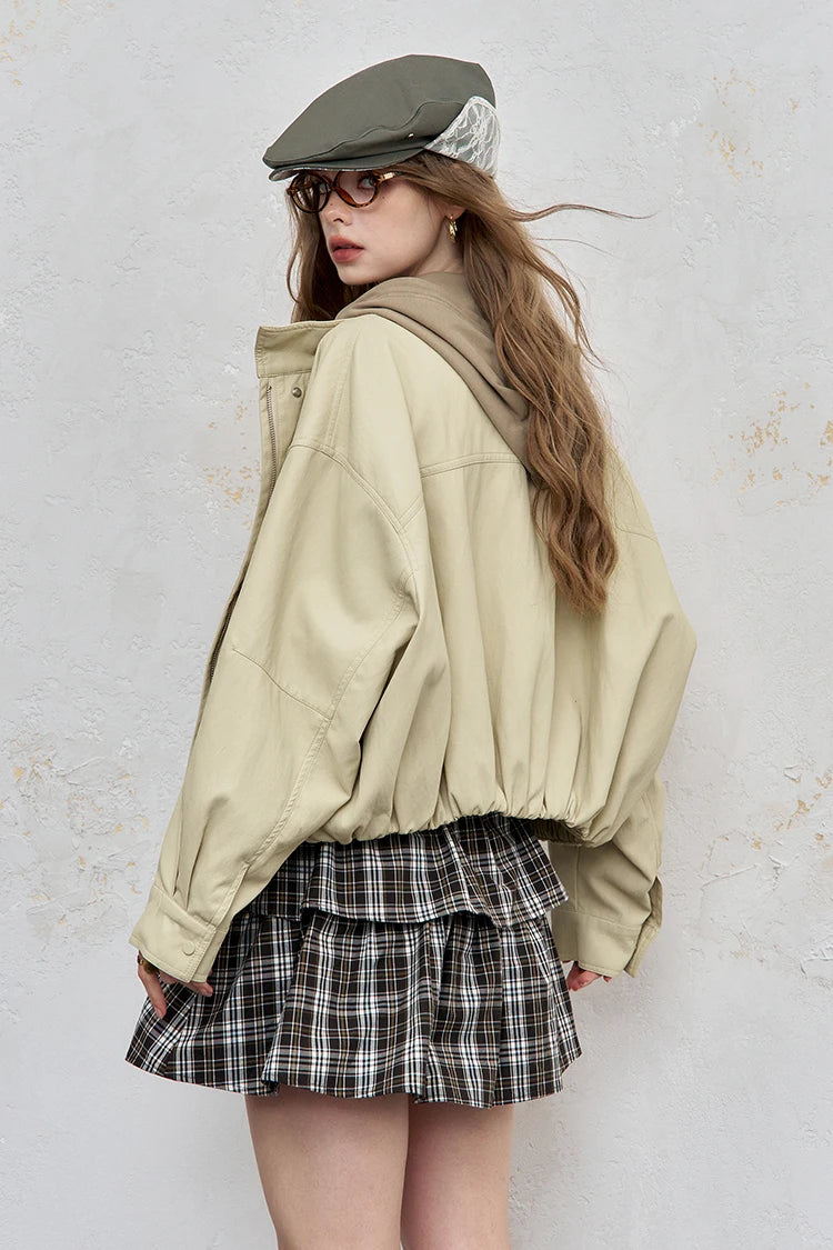 VILZSTUDIOS Y2K Streetwear Beige Loose Jacket