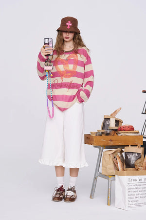 VILZSTUDIOS Contrast Stripe Knit Long Sleeve Top