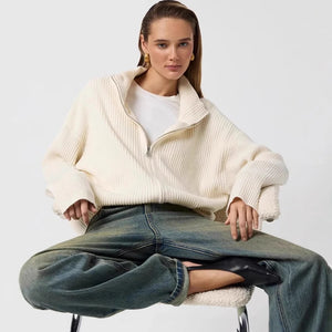 VILZSTUDIOS Cozy Knitted Turtleneck Zipper Cardigan
