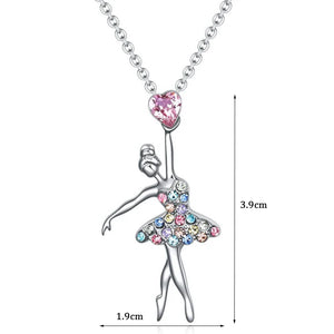 VILZSTUDIOS Crystal Zircon Charm Dancing Ballerina Necklace