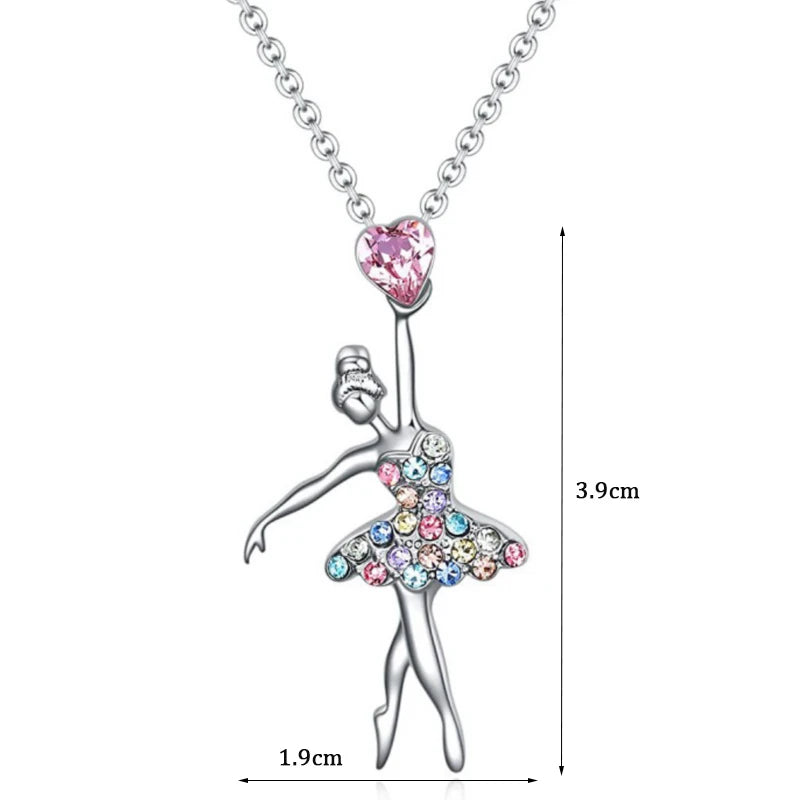 VILZSTUDIOS Crystal Zircon Charm Dancing Ballerina Necklace
