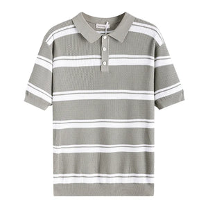 VILZSTUDIOS Striped Knit Short Sleeve T-Shirt
