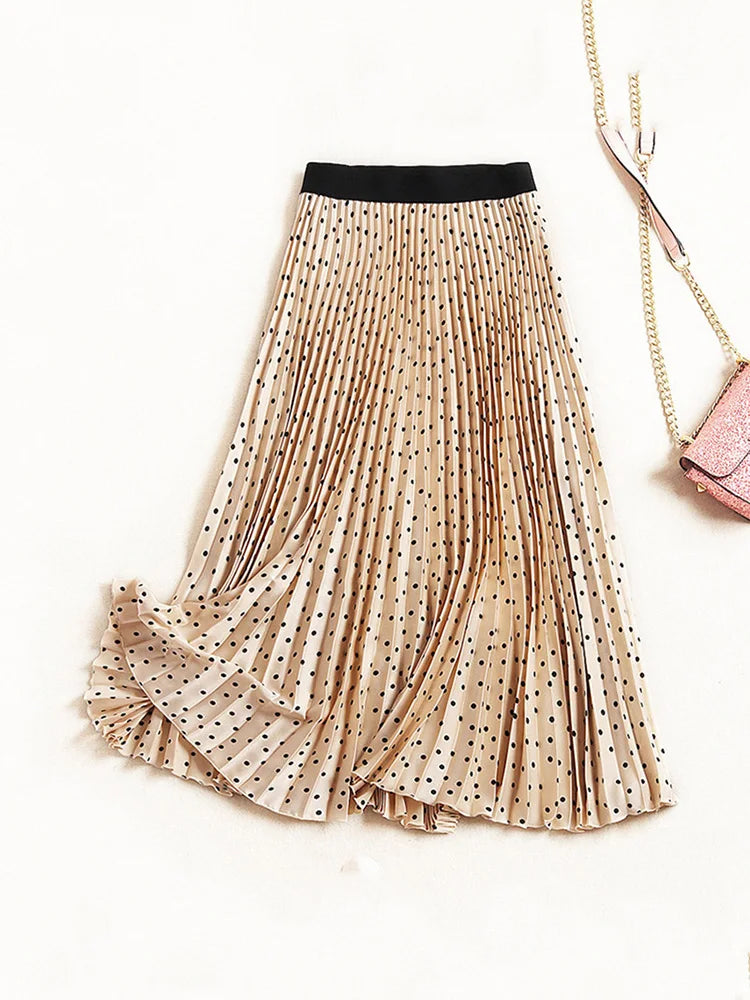 VILZSTUDIOS Elegant Pleated High Waist Midi Skirt