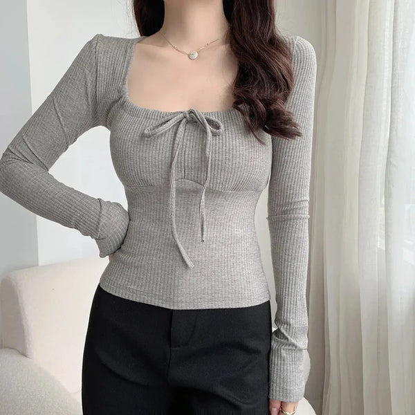 Sweet Bow Lace Long Sleeve Top