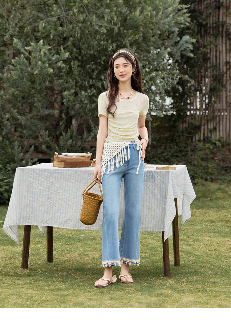 VILZSTUDIOS Elegant Knitted Round Neck T-Shirt