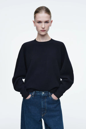 VILZSTUDIOS Navy Casual Round Neck Sweater