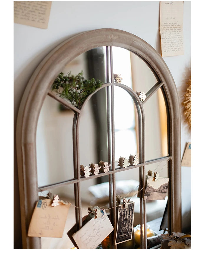 VILZSTUDIOS Huohan retro fake window decoration French wall-mounted mirror floor-to-ceiling fitting entrance living room fireplace mirror B