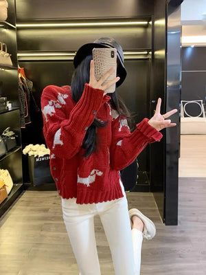 VILZSTUDIOS Cozy Dog Jacquard Sweater