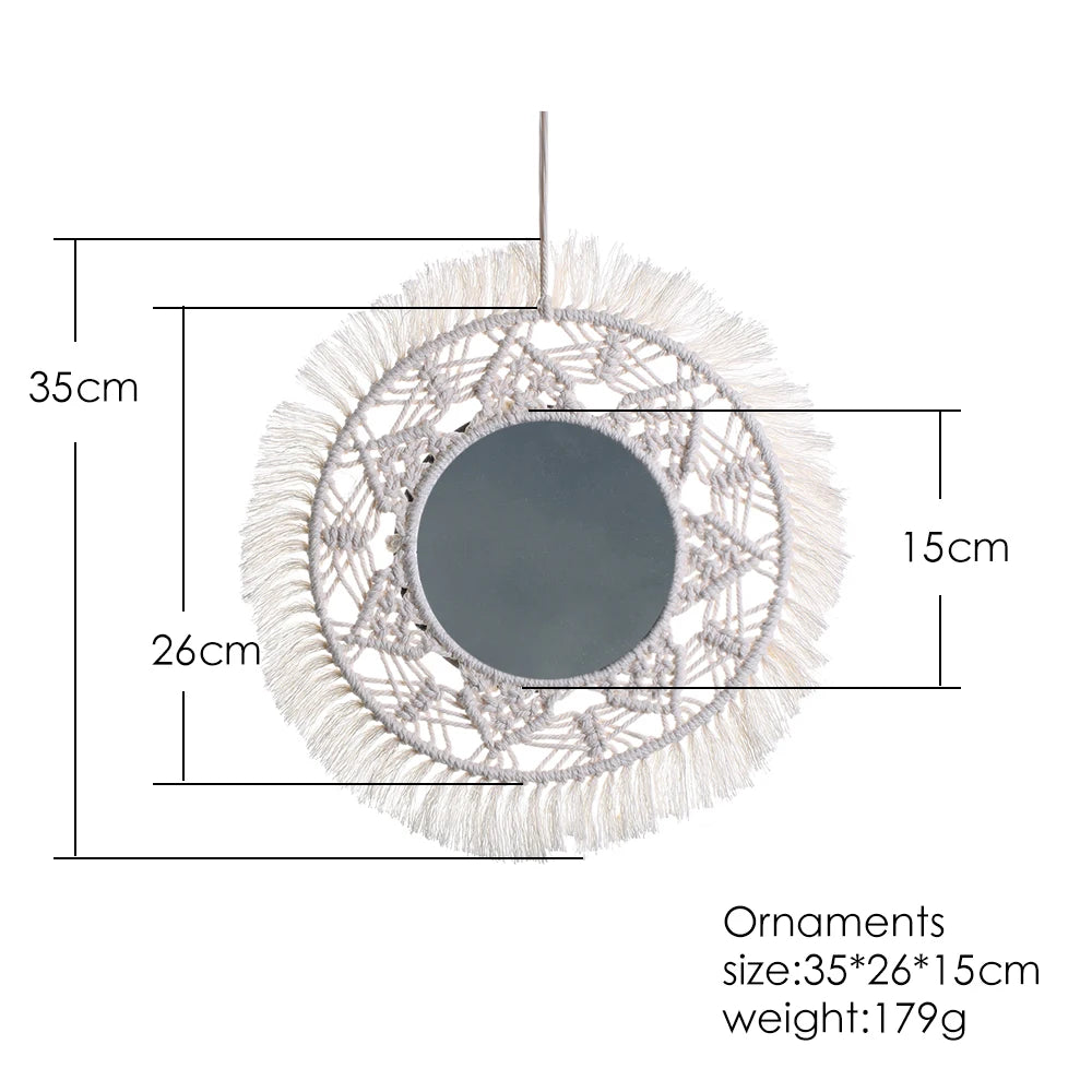 VILZSTUDIOS Macrame Mirror Wall Decoration Boho Home Decor Mirrors for Bedroom Wall Mirrors for Living Room Baby Room Decoration Nursery