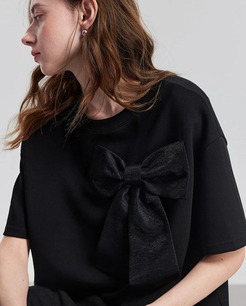 VILZSTUDIOS Stylish Short Sleeve Bowknot T-Shirt