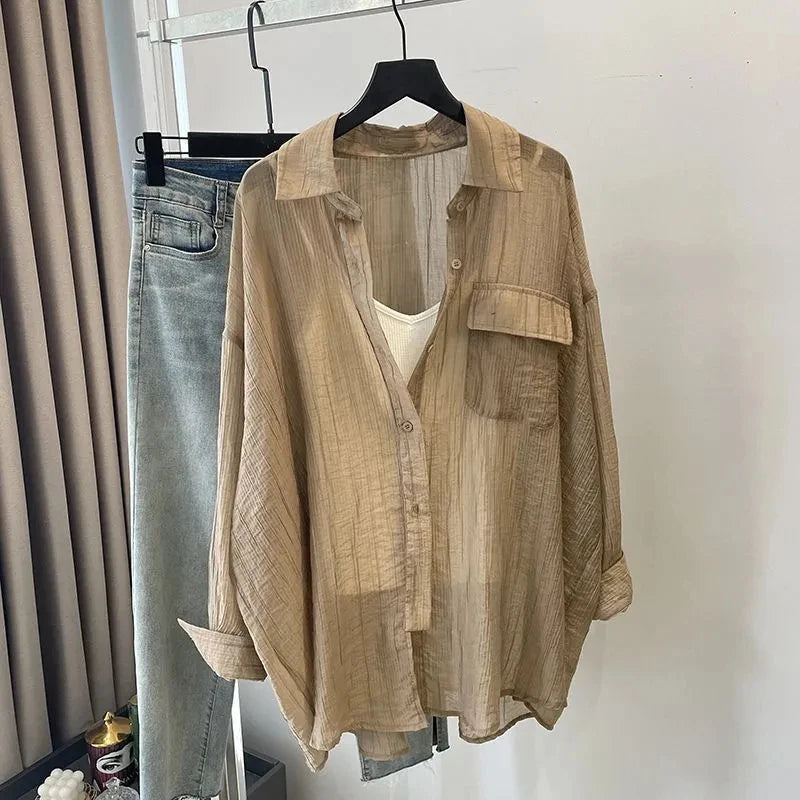 VILZSTUDIOS Lightweight Chiffon Long-Sleeve Shirt