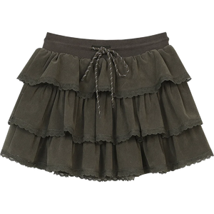 VILZSTUDIOS Y2K Lace Stitching A-Line High Waist Mini Skirt