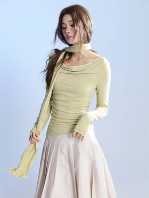VILZSTUDIOS Mint Green Round Neck Long Sleeve Top