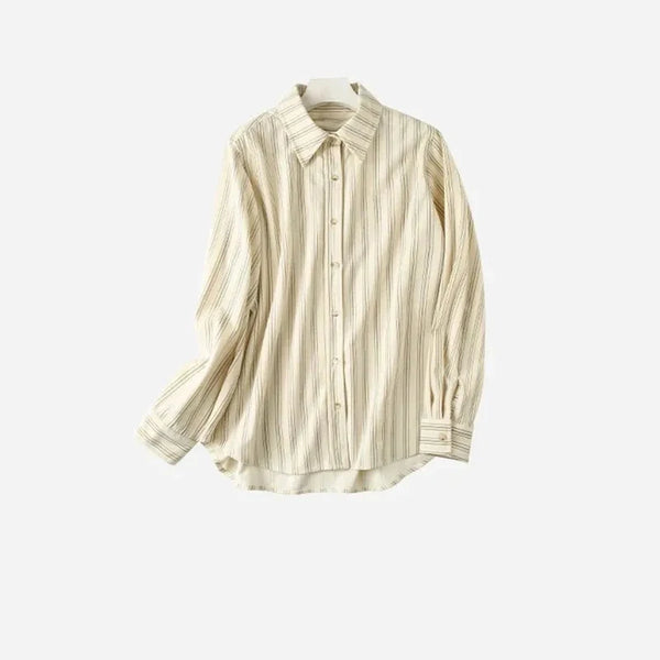 Loose Vintage Striped Corduroy Shirt