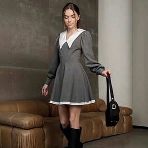 VILZSTUDIOS Elegant French Doll Collar Mini Dress