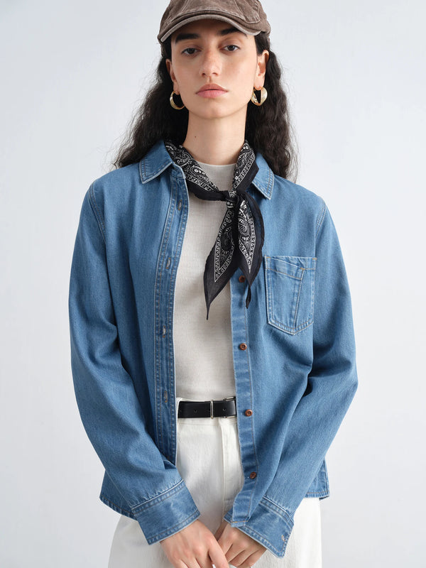 Blue Retro Denim Long Sleeve Shirt