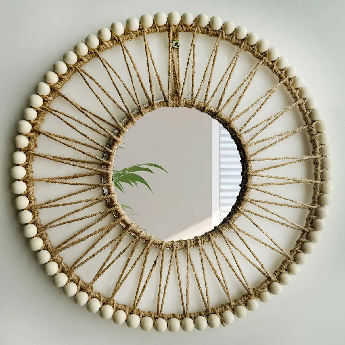 VILZSTUDIOS Hand-woven Nordic decorative hanging mirror creative wall sofa porch homestay style background wall hollow out decor mirror