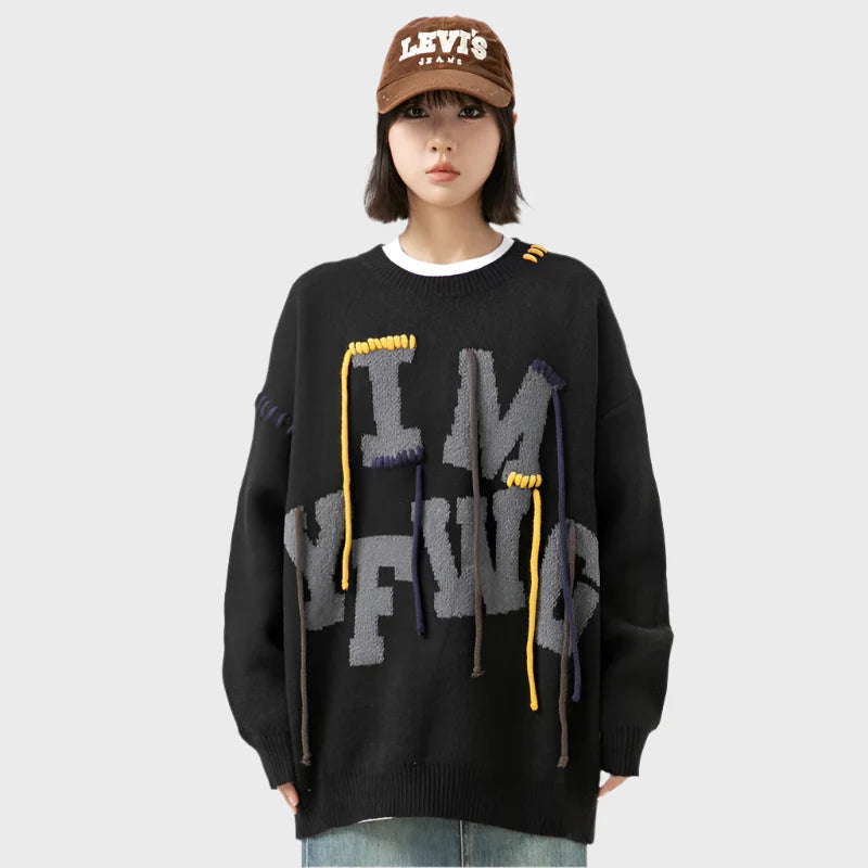 VILZSTUDIOS Stitches Embroidery Knitted Sweater