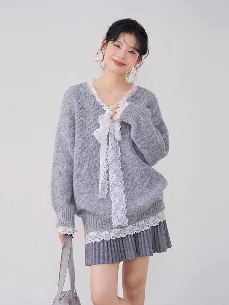 VILZSTUDIOS Sweet Lolita Lace Knit Sweater