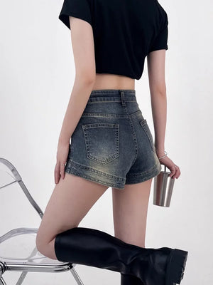 VILZSTUDIOS High Waist Denim Shorts Sexy Jeans