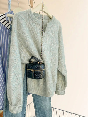 VILZSTUDIOS Cozy Loose Fit V-Neck Sweater