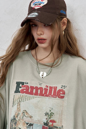 VILZSTUDIOS Vintage Washed Print Long Sleeve Top