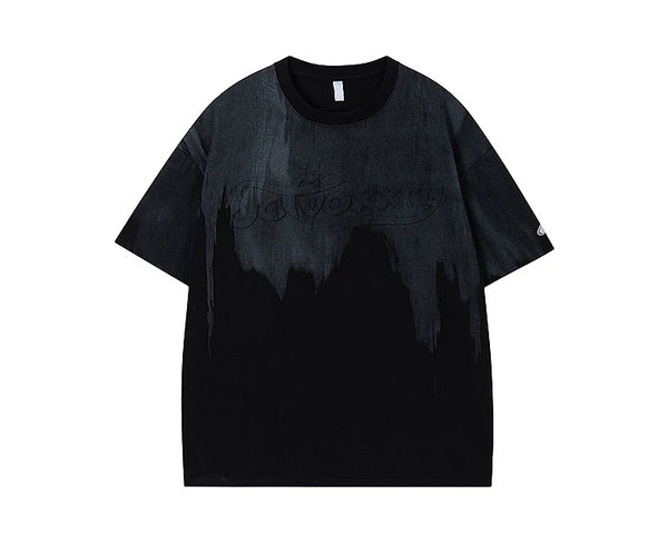 Oversized Drip Effect Graphic T-Shirt