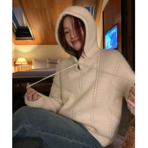 VILZSTUDIOS Cozy Drawstring Knitted Hoodie