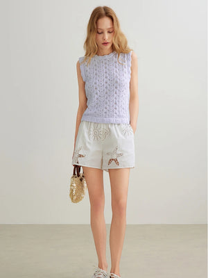 VILZSTUDIOS Stylish Embroidered Hollow Out Shirt