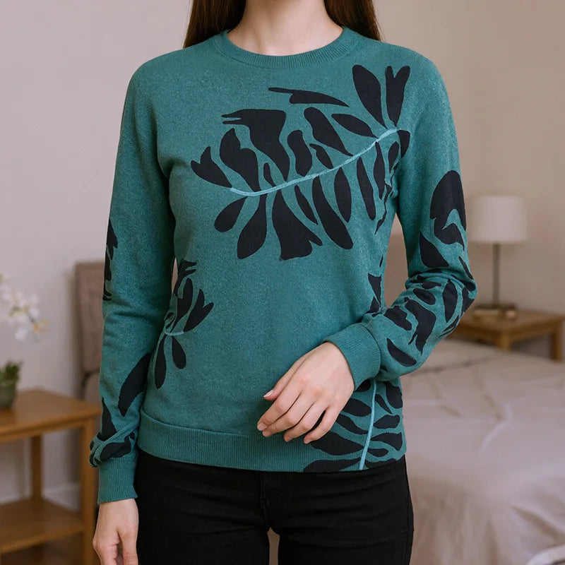 VILZSTUDIOS Vintage Tree Leaves Knitted Sweater