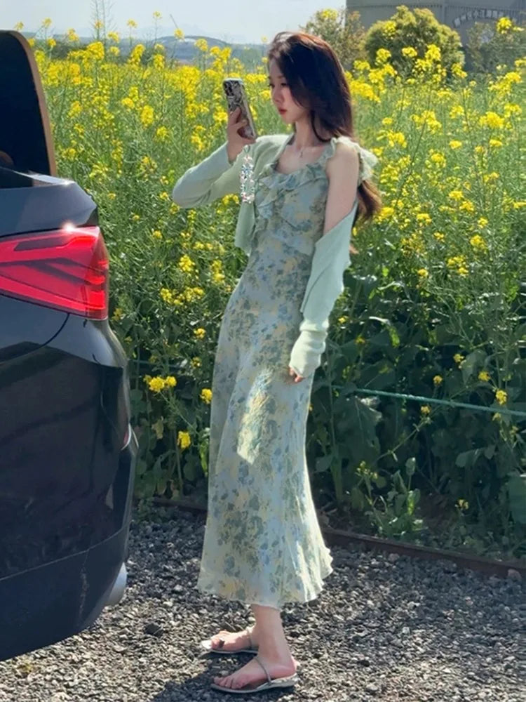 VILZSTUDIOS Sleeveless Ruffled Floral Maxi Dress