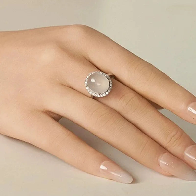 VILZSTUDIOS White Opal Geometric Sterling Silver Ring