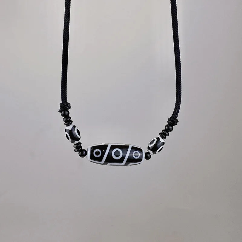 VILZSTUDIOS Adjustable Tibetan Onyx 3 Eyes Pendant Necklace